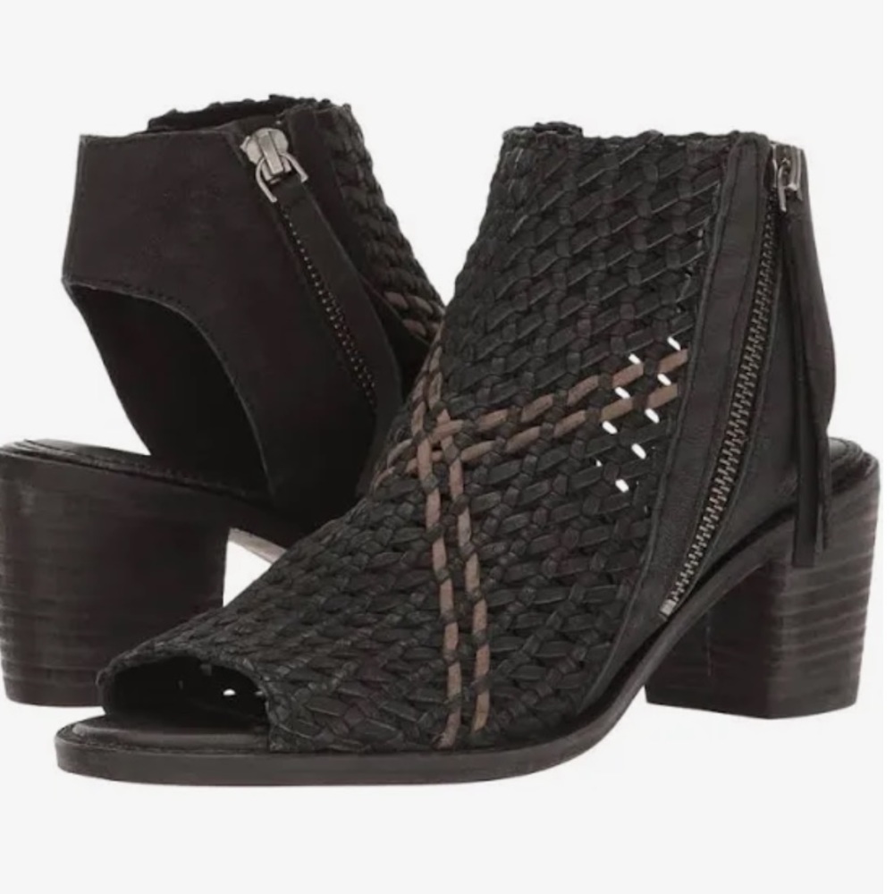 Sam Edelman Cooper Black Peep Toe Woven Sandal Size 6